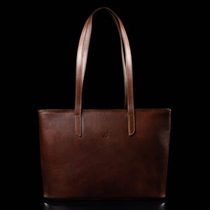 von baer elegance womens leather tote bag for everyday brown front view