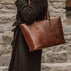 von baer elegance womens leather tote bag solid brown with female model