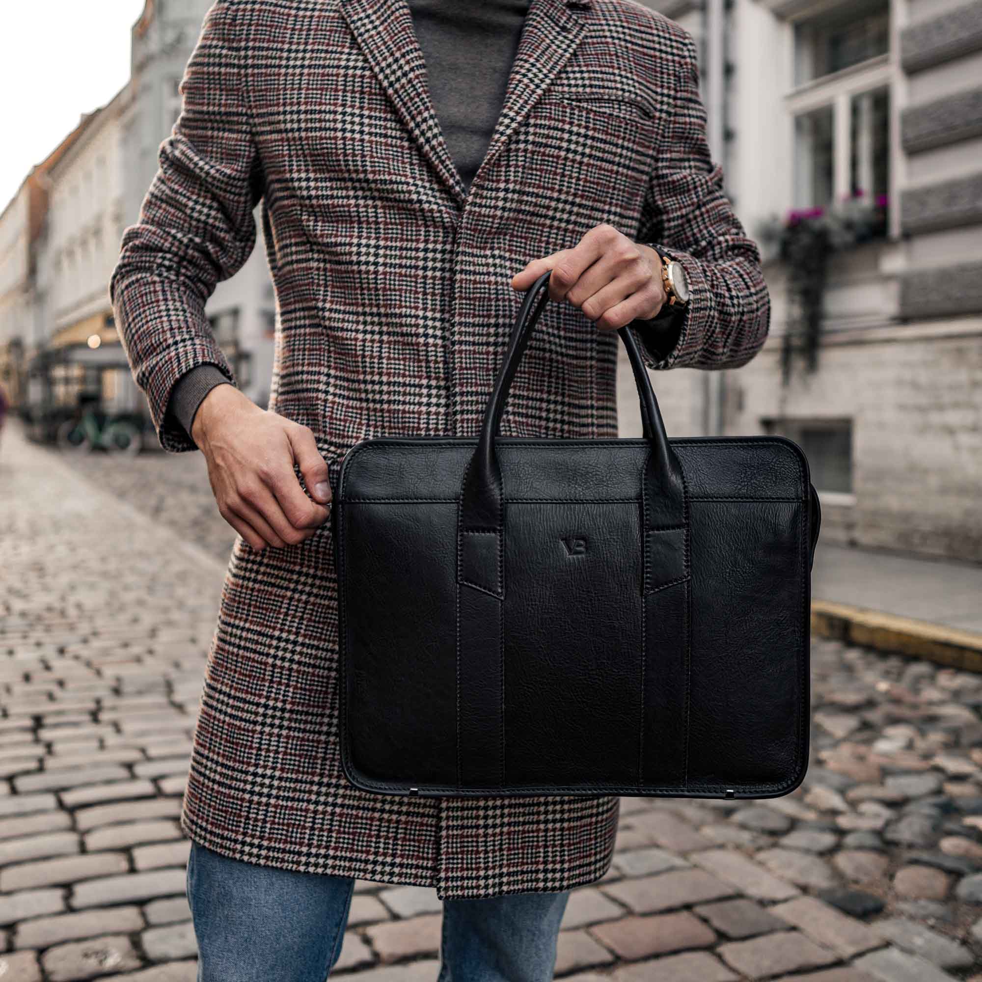 Leather laptop briefcase men's Clearance