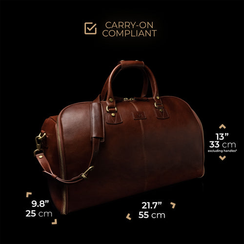 Men's Luxury Leather Garment Duffel Bag (Full-Grain Italian Leather) | Grand Leather Garment Bag