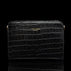 von baer model 1 ladies small leather handbag black croc print front view