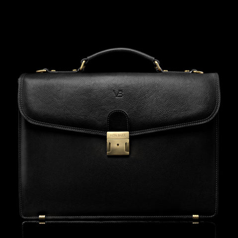 front view of black colored briefcase