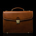 front view of tan colored briefcase