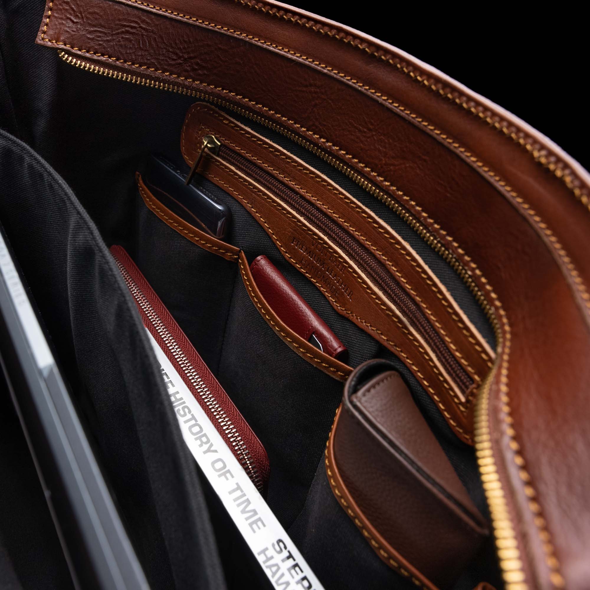 Leather tote bag with compartments Clearance