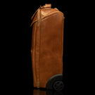 voyager leather carry on bag with wheels cognac light brown side view
