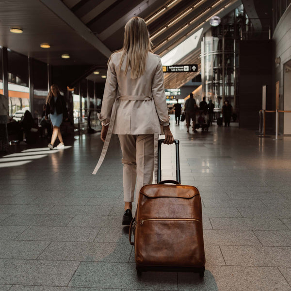 black leather travel briefcase