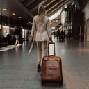 voyager leather travel briefcase on wheels airport